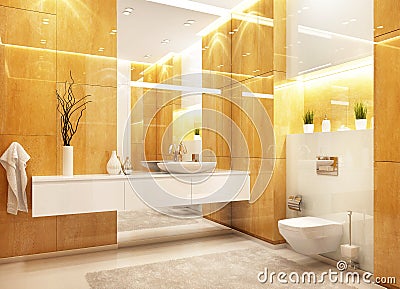 Modern bathroom design with large mirror Stock Photo