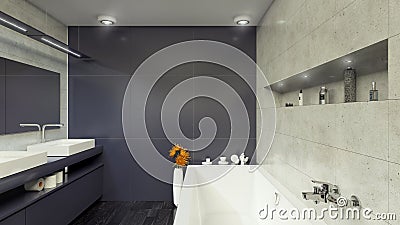 Modern Bathroom interior 3d rendering minimalistic, bright Stock Photo