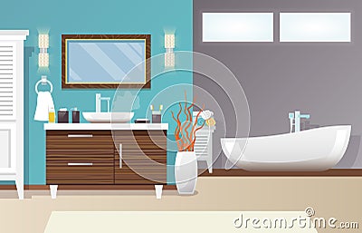 Modern Bathroom Interior Vector Illustration