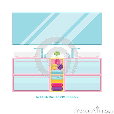 Modern bathroom interior vector illustration Vector Illustration