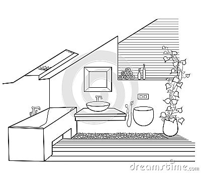 Modern bathroom minimalism eco Vector Illustration