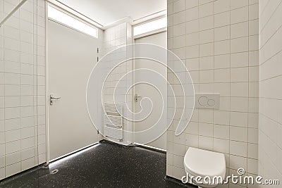 Modern bathroom with shower, tiolet sink Stock Photo