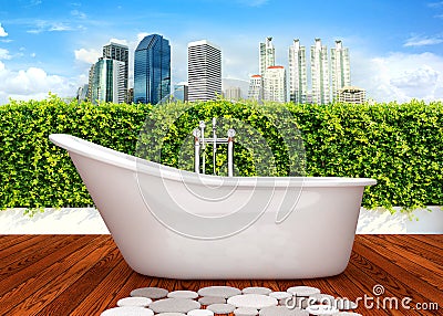 Modern bathtub open view Stock Photo