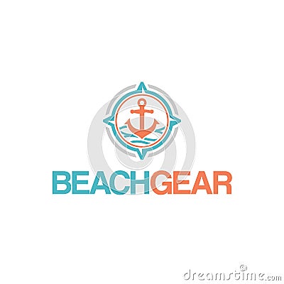 Modern BEACH GEAR Colorful Anchor logo design Vector Illustration