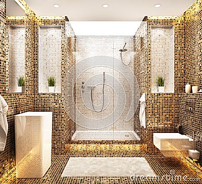 Modern beautiful mosaic bathroom design Stock Photo