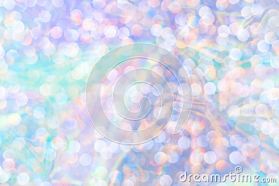 Modern beautiful holographic background of holiday lights bokeh. Trendy 80`s style. Stock Photo