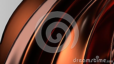 Modern beauty expressed with copper metal plate Bezier curves Elegant and modern 3D Rendering abstract background Cartoon Illustration