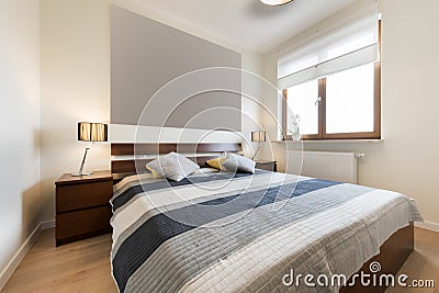 Modern bedroom in beige finishing Stock Photo