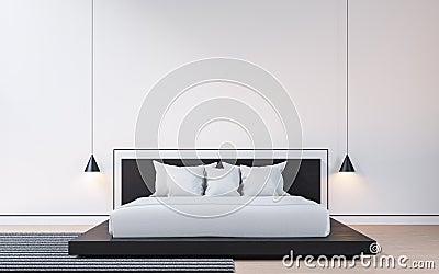 Modern bedroom with black and white 3d rendering image Stock Photo