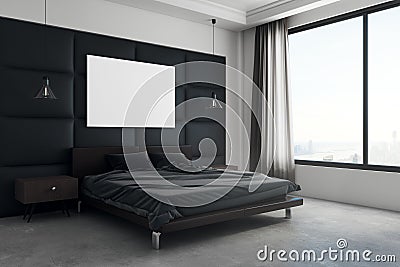 Modern bedroom with poster Stock Photo