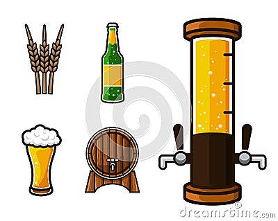 Modern Beer Graphic Asset Illustration Set Vector Illustration