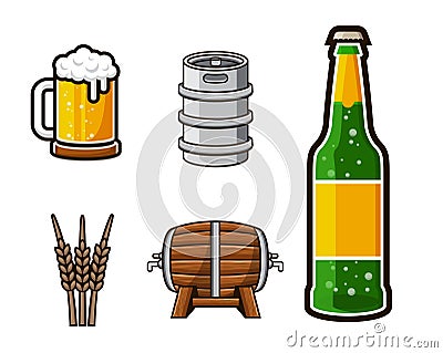 Modern Beer Graphic Asset Illustration Set Vector Illustration