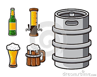 Modern Beer Graphic Asset Illustration Set Vector Illustration