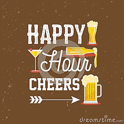 Modern Beer Happy Hour Card Illustration Vector Illustration