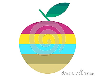 Large bright colored Apple on white gradient background Vector Illustration