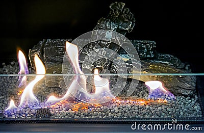 Modern bio fireplot fireplace on ethanol gas. Smart ecological alternative Stock Photo