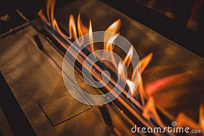 Modern bio fireplot fireplace on ethanol gas. Stock Photo