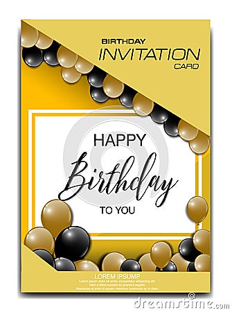 Modern birthday invitation card with balloon ornament Vector Illustration