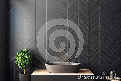 Modern black bathroom with copyspace Stock Photo