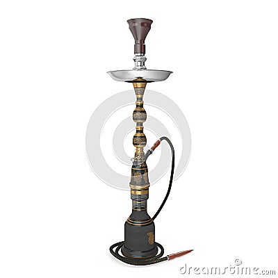 Modern black hookah isolated on white. 3D illustration Cartoon Illustration