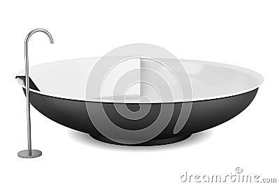 Modern black round bathtub isolated on white Stock Photo