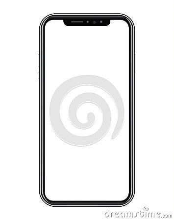 Modern black smart phone on white background Vector Illustration