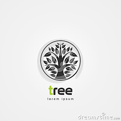 Modern black tree in circle. Symbol. Vector Vector Illustration