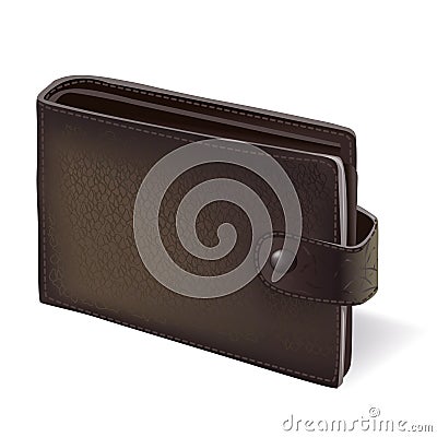 Modern black wallet with leather texture Vector Illustration