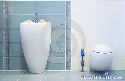 Modern blue bathroom Stock Photo