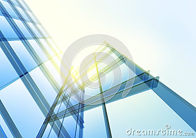 Modern blue glass wall of office building Stock Photo