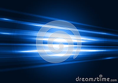 Modern blue transparent hi-tech speed of light abstract background template. Motion graphic trail. Night road concept Vector Illustration