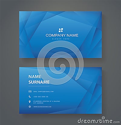 Modern blue triangle double sided business card template vector eps10 Vector Illustration