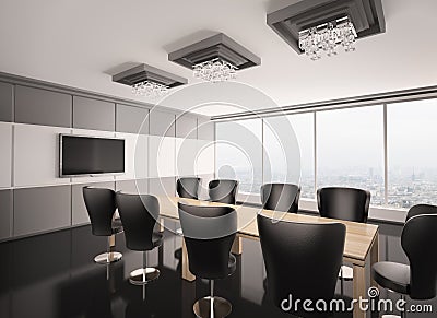 Modern boardroom with lcd interior 3d Stock Photo