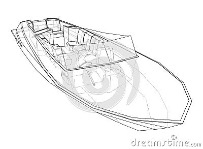 Modern boat with seats. Vector Vector Illustration