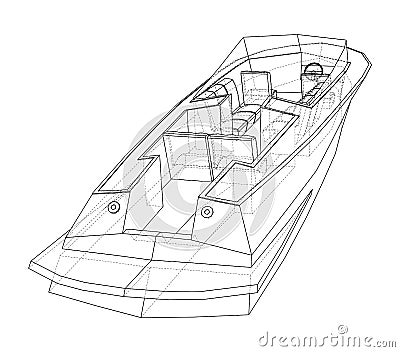 Modern boat with seats. Vector Vector Illustration