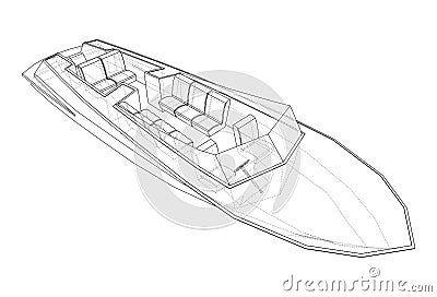 Modern boat with seats. Vector Vector Illustration