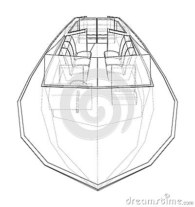 Modern boat with seats. Vector Vector Illustration