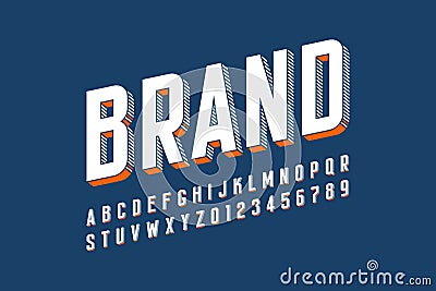 Modern bold 3d font design Vector Illustration