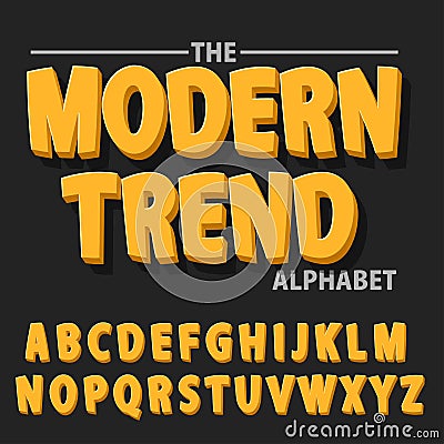 Modern bold font and alphabet, Font with shadow. Vector Illustration