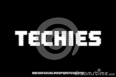 Modern bold pixel bit alphabet display font vector. Games typeface style Vector Illustration