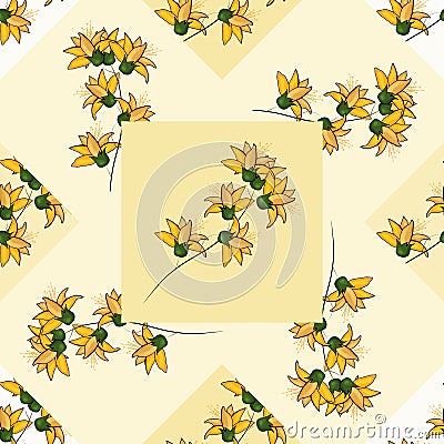 Modern botanical background. Hand drawn vector illustration. Folk flowers. Seamless tile floral pattern Vector Illustration