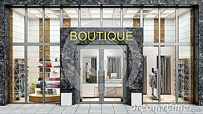 Modern boutique facade with large showcase Cartoon Illustration