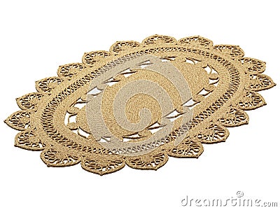 Modern braided oval jute rug with a floral pattern. 3d render Stock Photo