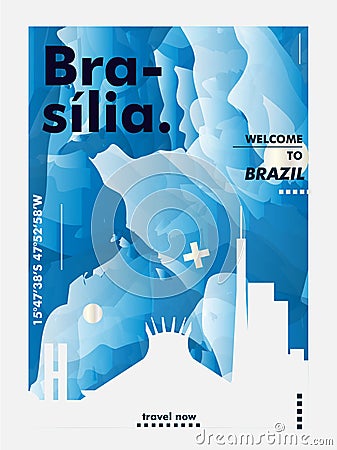 Brazil Brasilia skyline city gradient vector poster Vector Illustration