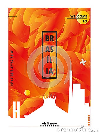 Brazil Brasilia skyline city gradient vector poster Vector Illustration