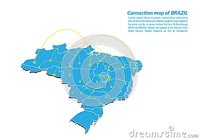 Modern of brazil Map connections network design, Best Internet Concept of brazil map business from concepts series Vector Illustration