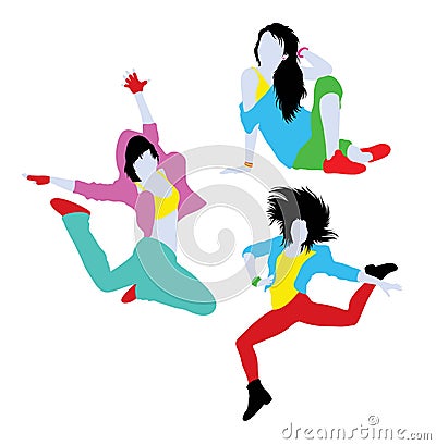 Modern Break Dancer Activity Silhouette Vector Illustration