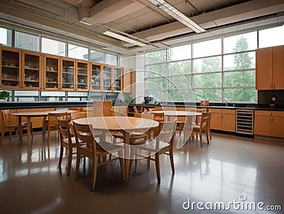 Modern break room with natural lighting Stock Photo