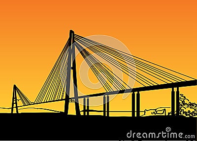 Modern bridge Vector Illustration
