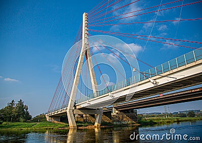 Modern bridge over the German river Elbe near the city of Dresden Stock Photo